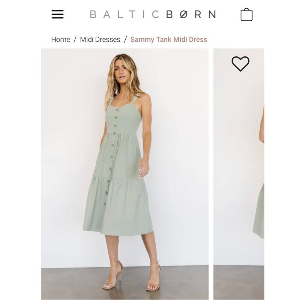 NWT Baltic Børn Sammy Tank Midi Dress - Sage Green - Size M - Picture 11 of 11